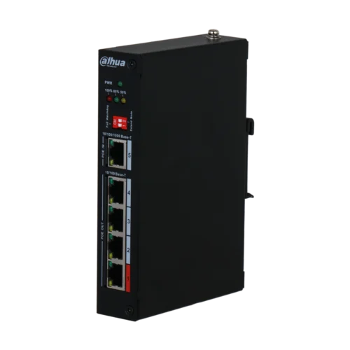 PFT1500 - Dahua 5-Port PoE Extender with 4-Port PoE Out and 1-Port PoE In