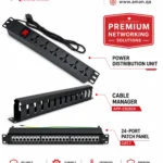 Premium Network Rack Accessories: PDU, Cable Manager & CAT.7 Patch Panel