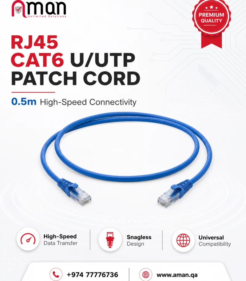 RJ45 CAT6 U/UTP High-Speed Patch Cord - 0.5m